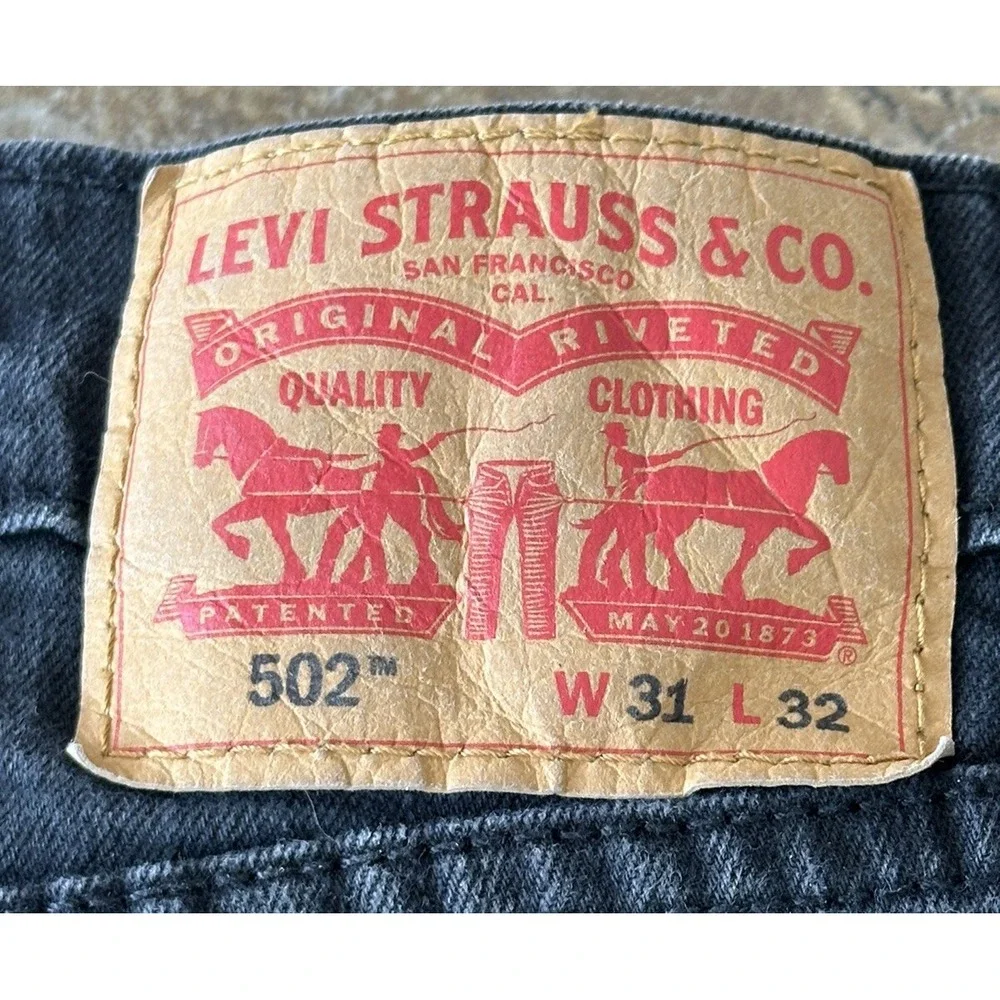 Levis 502 Jeans Mens Size 31x32 Black Denim Fit 30X29